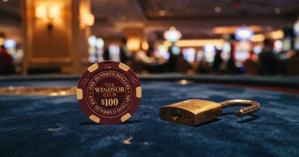 Ficha de casino con un billete de 5 euros y un icono de candado abierto sobre fondo azul