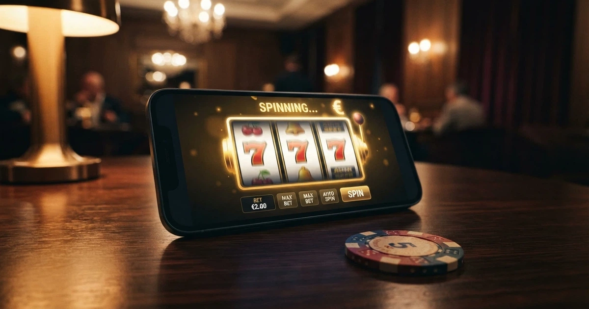 Pantalla de casino online con una ficha de bono y la etiqueta «sin rollover» destacada en primer plano