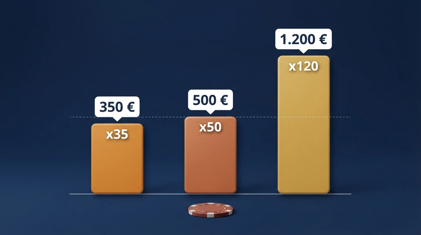 Representación visual del multiplicador de rollover aplicado a un bono de 10 euros