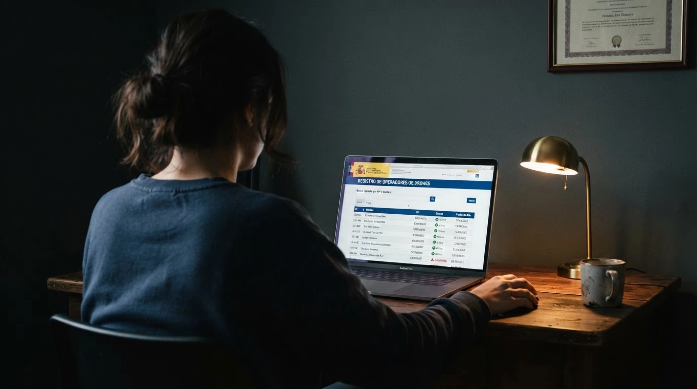 Captura del sitio web de la DGOJ mostrando el registro público de operadores autorizados con licencia