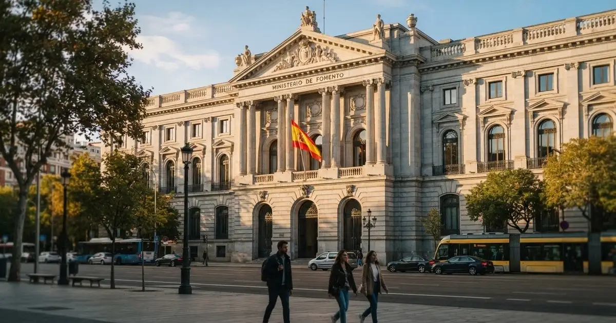 Fachada del edificio de la Dirección General de Ordenación del Juego en Madrid, con la bandera española y el rótulo institucional visible