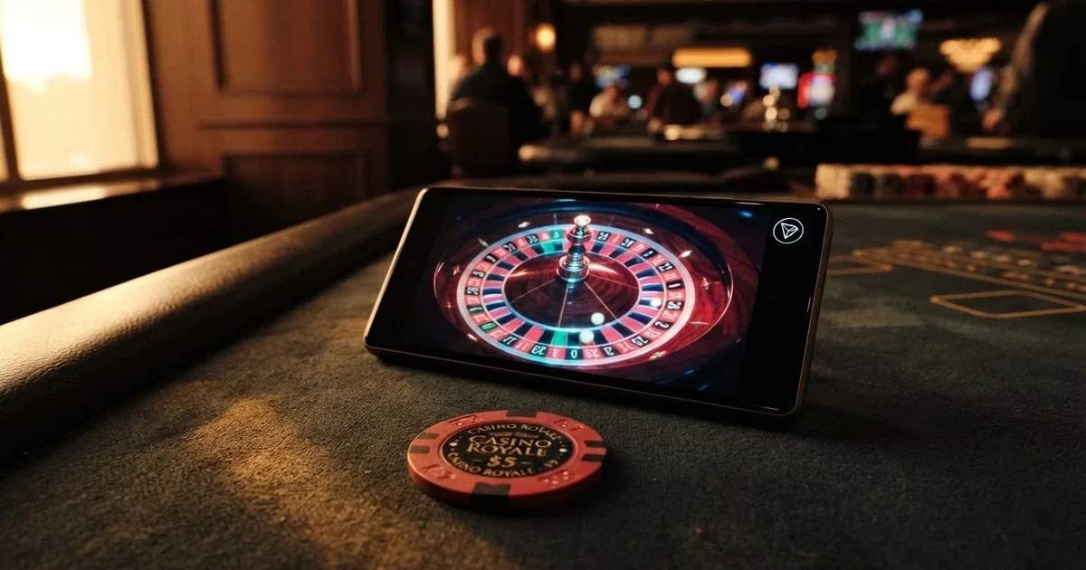 Interfaz de un casino online con el logotipo de TRON y fichas de criptomoneda TRX en primer plano sobre una mesa de ruleta