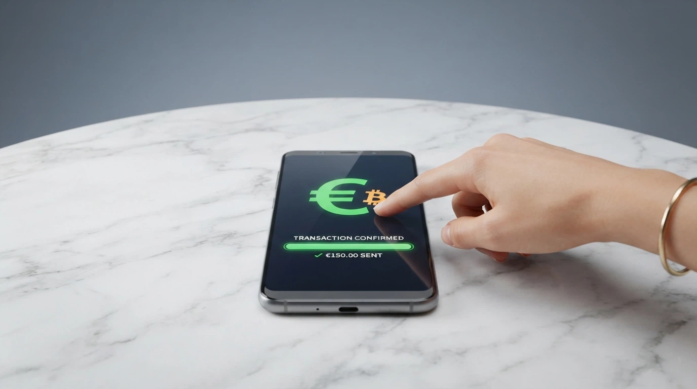 Interfaz de un monedero de criptomonedas mostrando una transacción de XRP hacia un casino online, con el importe en euros y XRP visibles en pantalla