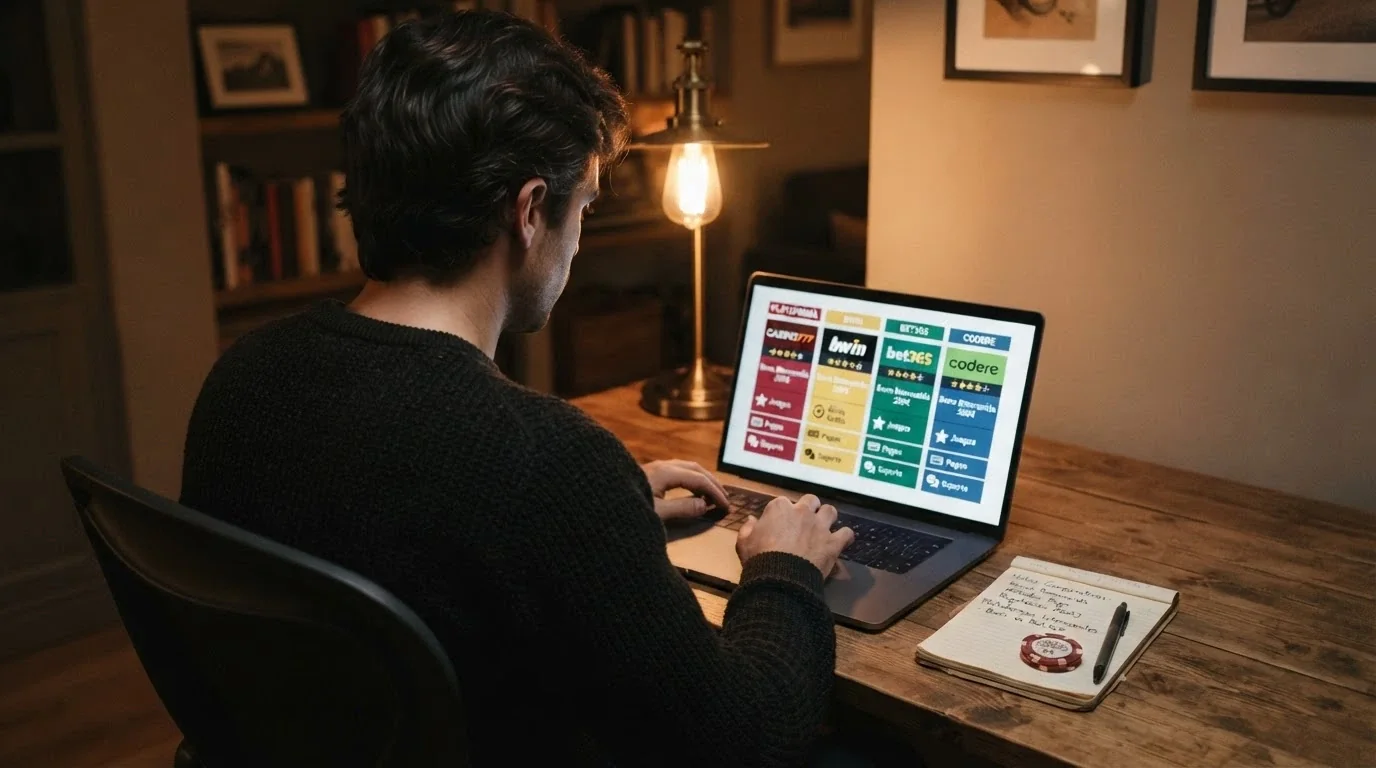 Tabla con los logotipos y datos principales de varios casinos online que aceptan Dogecoin