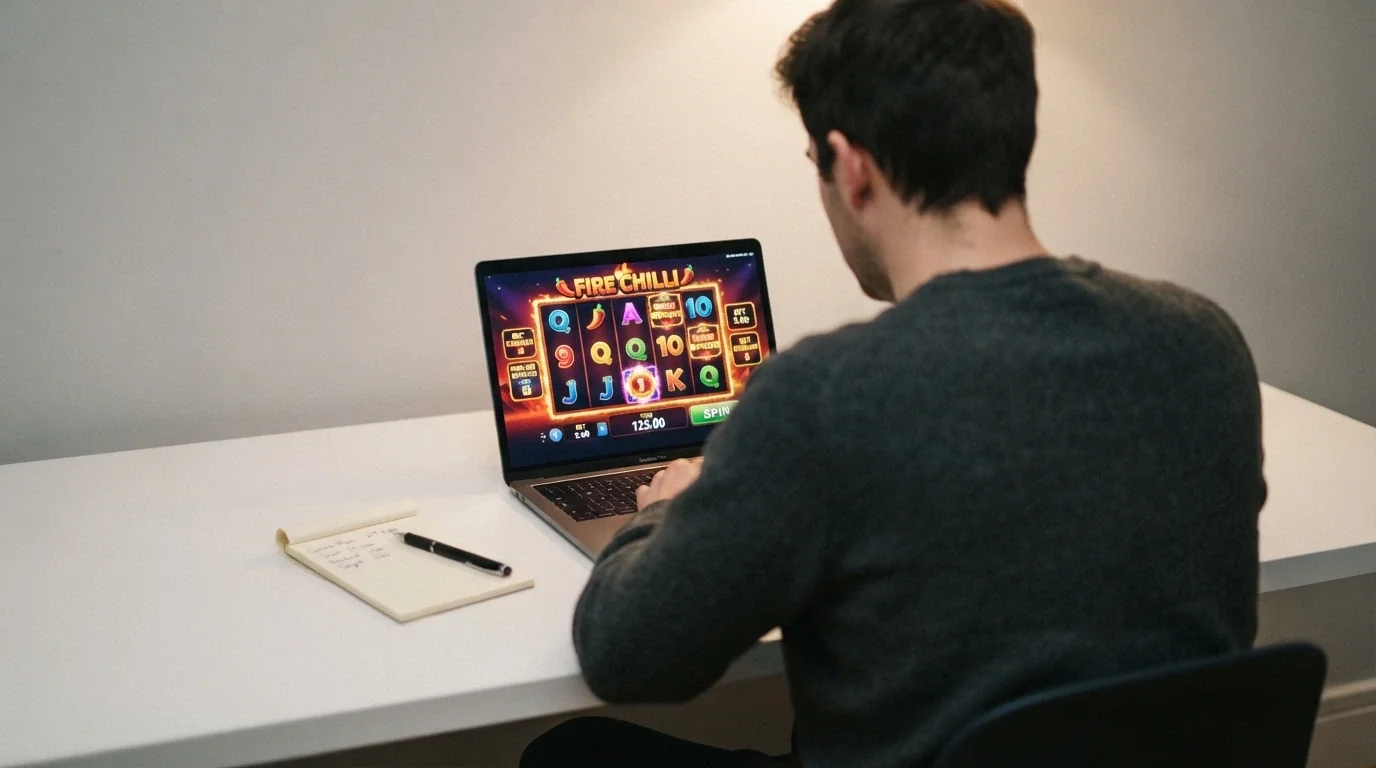 Pantalla dividida mostrando las fichas de varios casinos online con sus logos y una lupa sobre una tabla comparativa