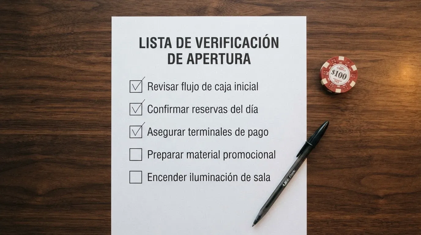 Lista de verificación con los criterios de evaluación: licencia DGOJ, condiciones de bono, rollover, validez y términos adicionales