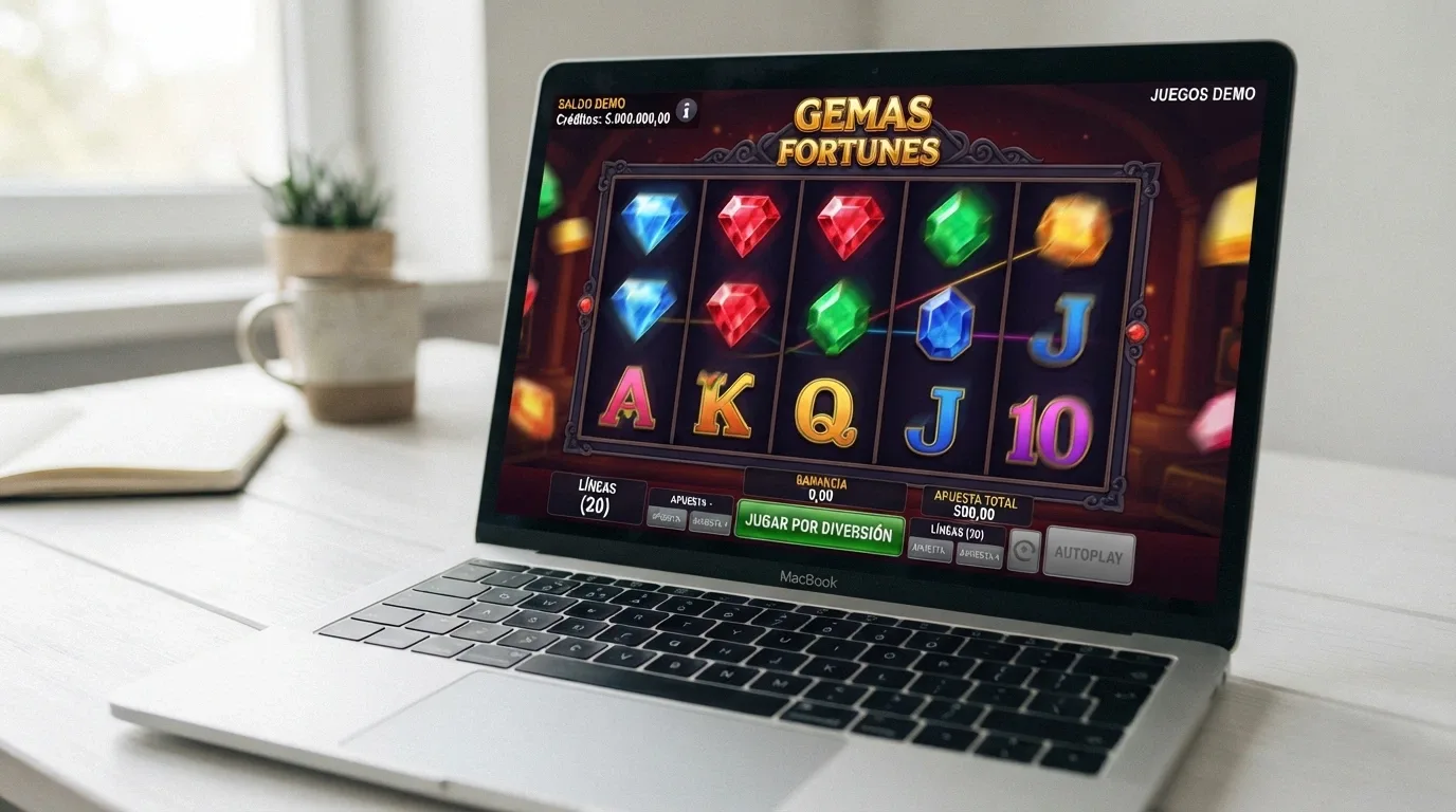 Pantalla del modo demo de una slot BTG con saldo ficticio y la indicación «jugar por diversión»