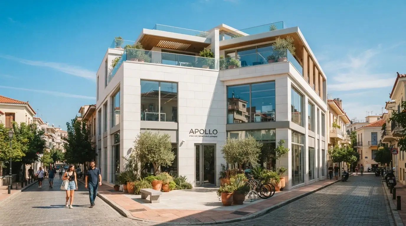 Fachada de las oficinas de Hacksaw Gaming en Malta con el logotipo de la compañía