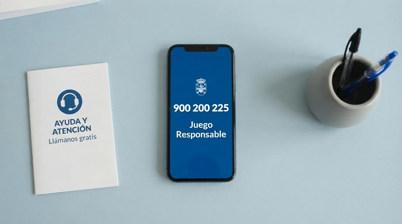 Teléfono móvil con el número 900 200 225 en pantalla junto a los logos de FEJAR y el RGIAJ sobre fondo azul institucional