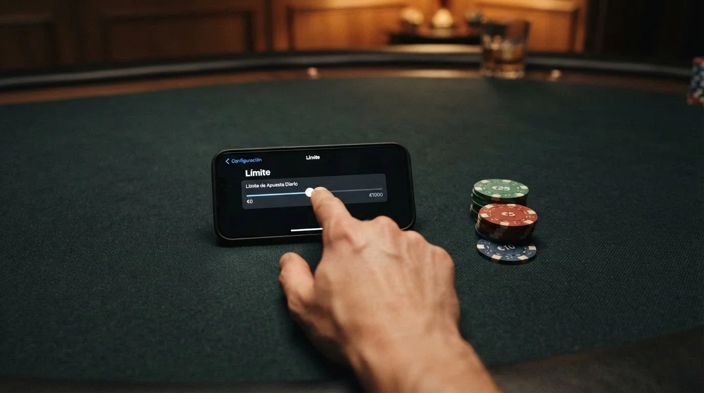Panel de control de un casino online con los ajustes de límite de depósito, autoexclusión y control de sesión visibles