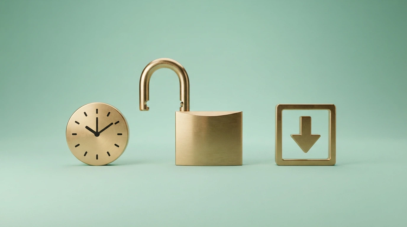 Icono de candado junto a los símbolos de límite de depósito, autoexclusión y reloj de sesión, sobre fondo verde
