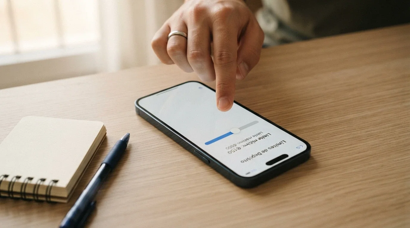 Pantalla de configuración de límites de depósito en un casino online con el icono de Apple Pay visible