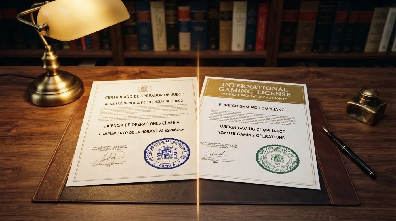 Sello o certificado de licencia de juego de Curaçao eGaming junto al escudo de la DGOJ, separados por una línea