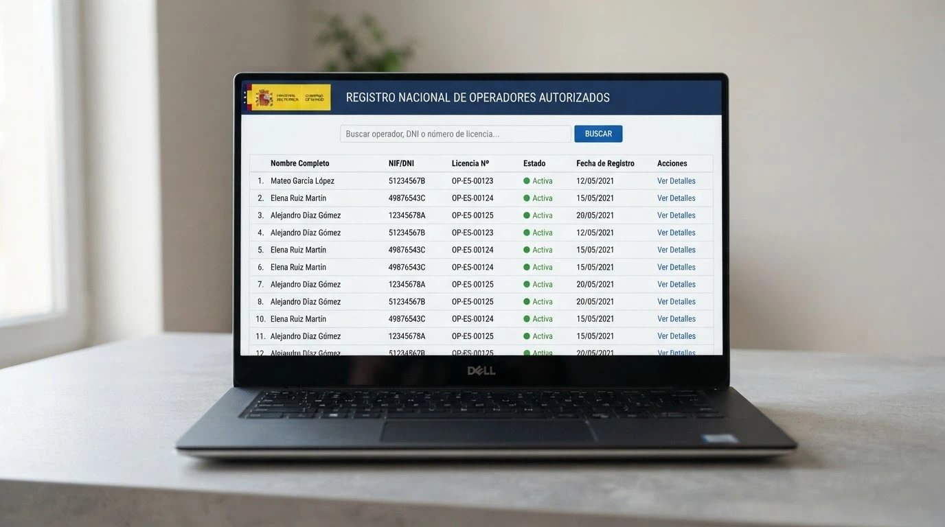 Pantalla del registro público de operadores en ordenacionjuego.es con el listado de licencias activas