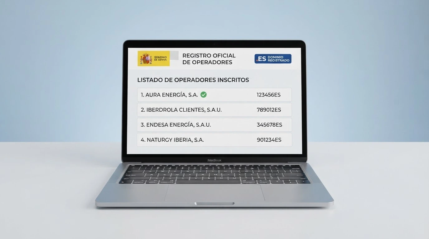 Una captura del listado oficial de operadores con licencia en la web de la DGOJ (ordenacionjuego.es) donde se ve el dominio .es junto al nombre de un operador autorizado.