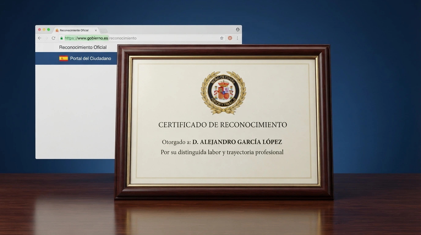 Un certificado oficial con el escudo de la DGOJ y el dominio .es destacado en la barra de direcciones de un navegador, sobre un fondo azul institucional