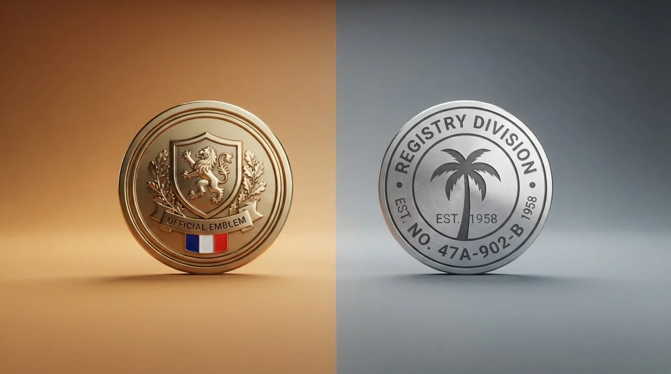 Comparativa visual entre el sello de la DGOJ con dominio .es y una licencia de Curaçao eGaming