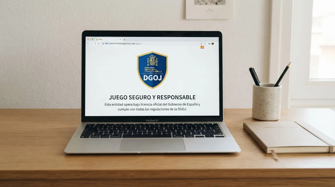 Sello oficial de la DGOJ y dominio .es visibles en la parte inferior de la página de un casino online español