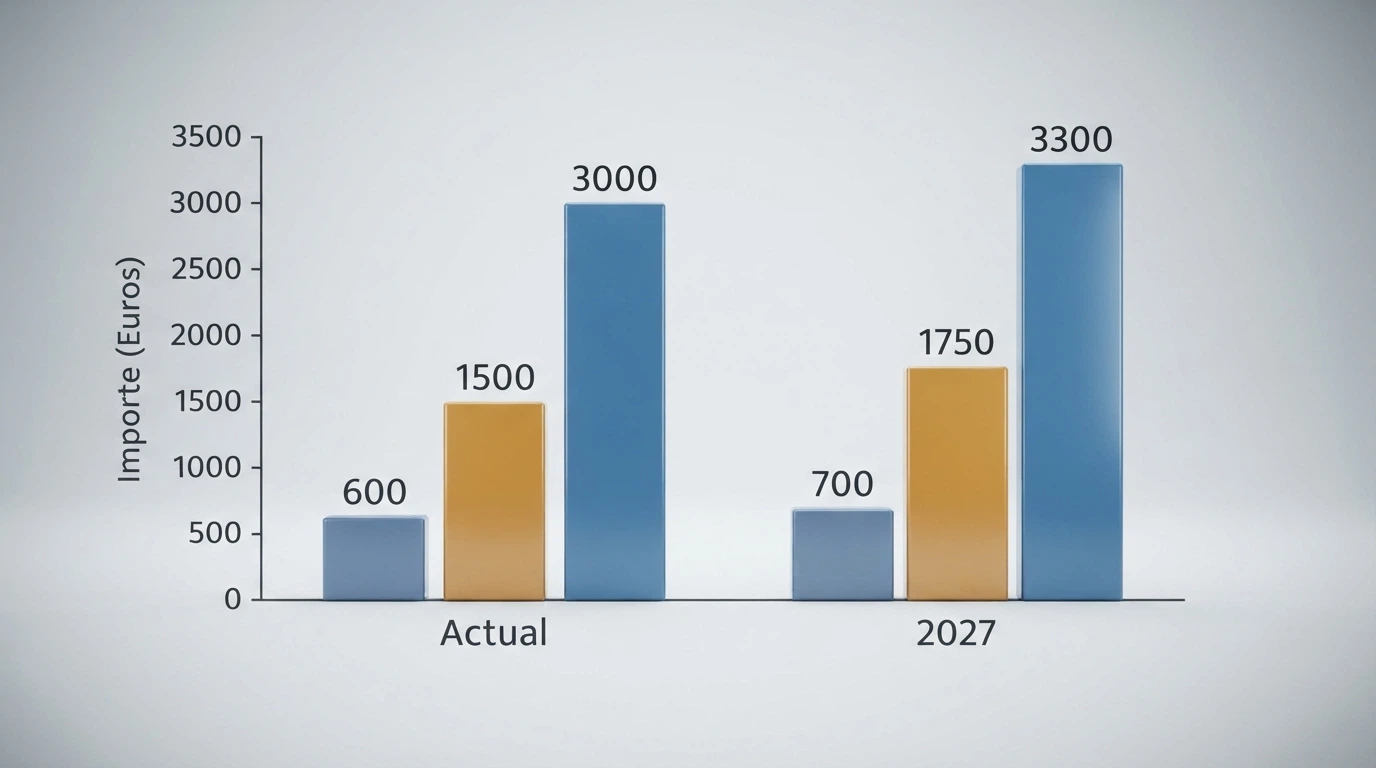 Un gráfico de barras que compara visualmente los límites actuales por operador con los nuevos topes conjuntos del RD 520/2026
