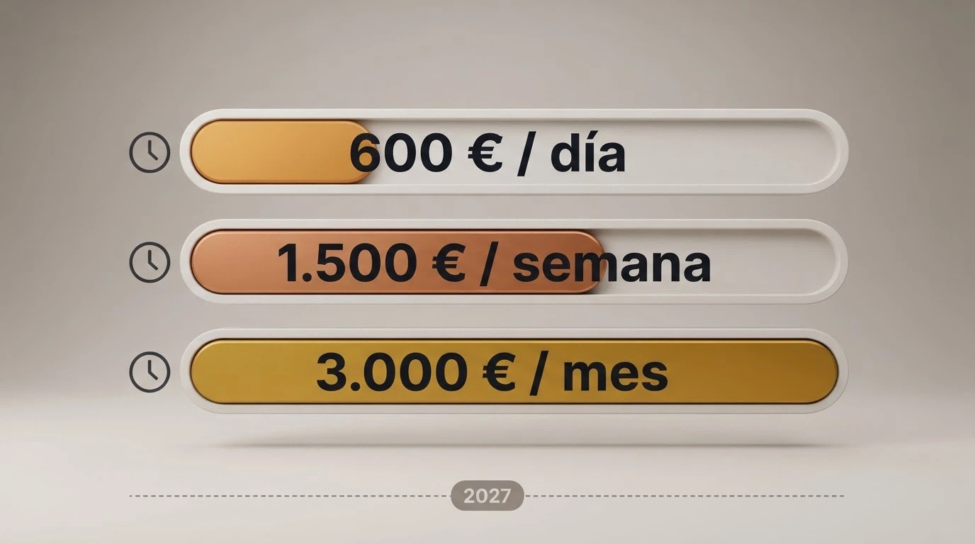 Visualización de los límites de depósito diarios, semanales y mensuales vigentes en España